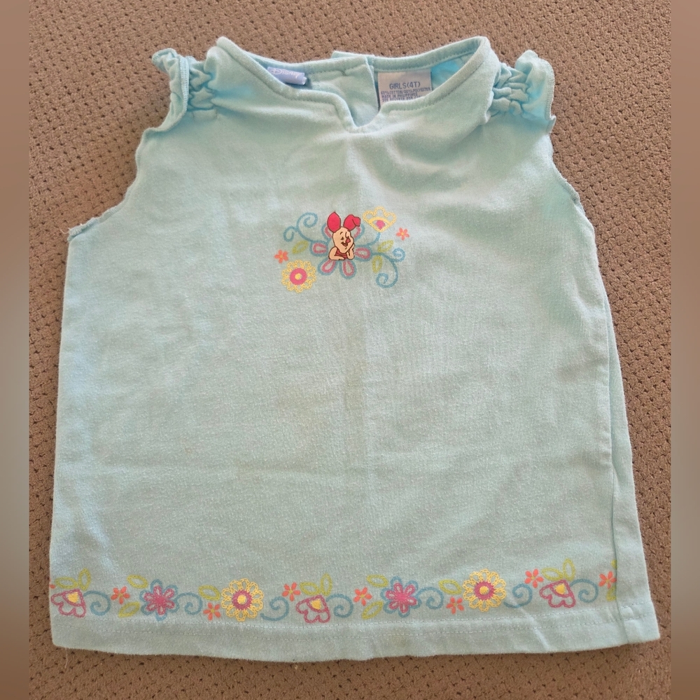 Vintage Winnie the Pooh Piglet 4t light blue shirt